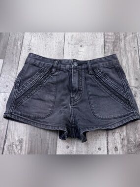 Free People Denim Sweet Surrender Washed Black High Waist Jean Shorts 24